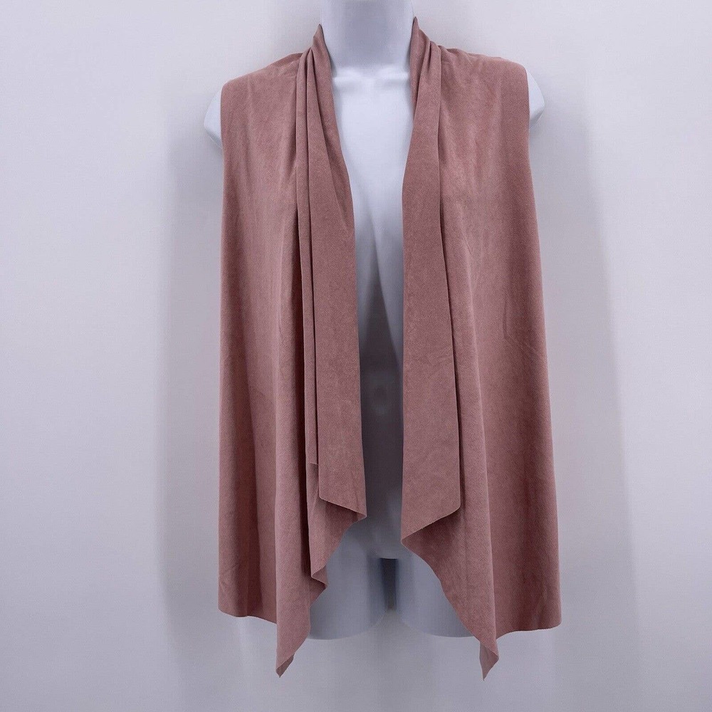 My Beloved Sz S Pink Sleeveless Open Front Vest Lightweight Suede Feel Flowing